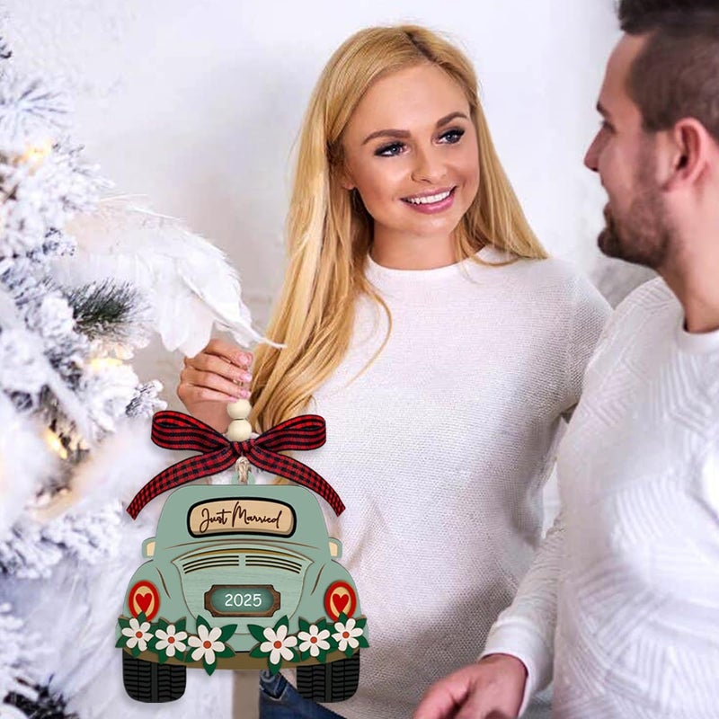 JUNQIU US First Christmas Married Ornament 2025, Just Married Ornaments, Our First Christmas As Mr and Mrs, Wedding Ornament - Gifts for Newlyweds, Wedding Gifts for Couples, Bridal Shower Gift - Image 2